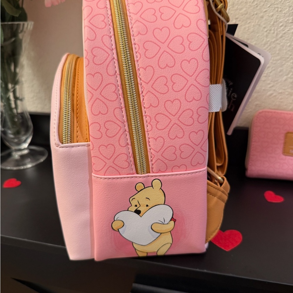 Loungefly Disney Winnie the Pooh Valentine’s Day Hearts Backpack and wallet. - Picture 5 of 8